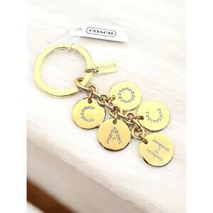 NWT Coach F69939 Gold Metal Pave Charm Letters Key Chain Bag Charm